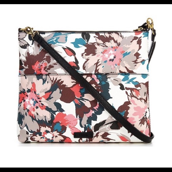 NWT Fossil Fiona Large Pink Floral Crossbody - Picture 2 of 4